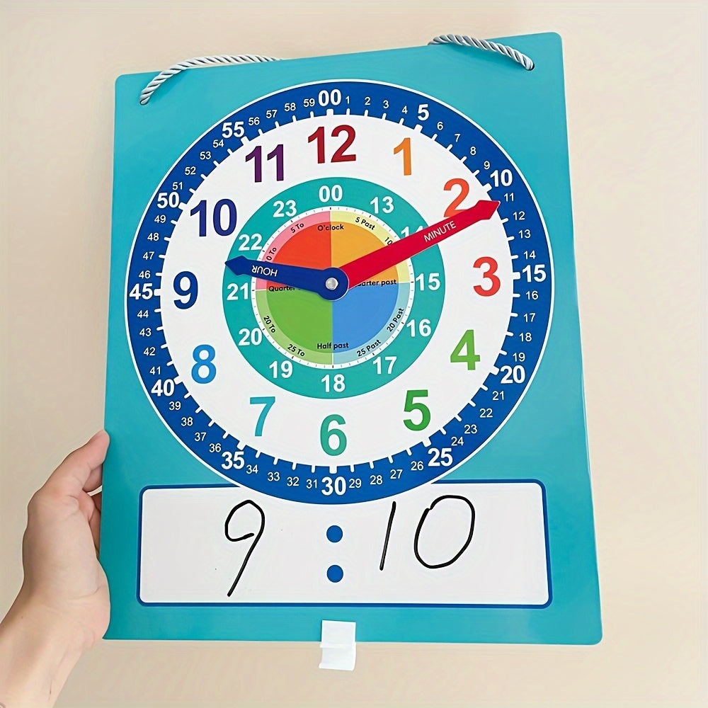 Not Real Clock Dry Erase Teaching Demonstration Clock, Telling Time Teaching Clock for Kids Learning to Tell Time, Easy to Read Learning Clock Educational Toys for Classrooms & Homeschool Supplies