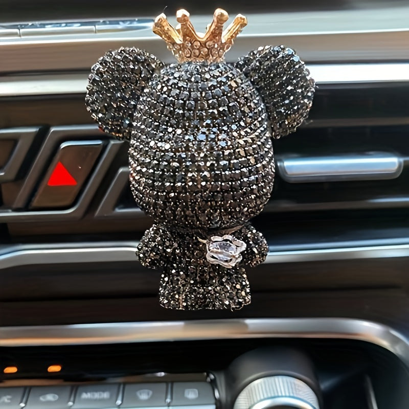 Glamorous Crowned Bear Car Air Freshener - Sparkling Charm for Your Vehicle's Interior