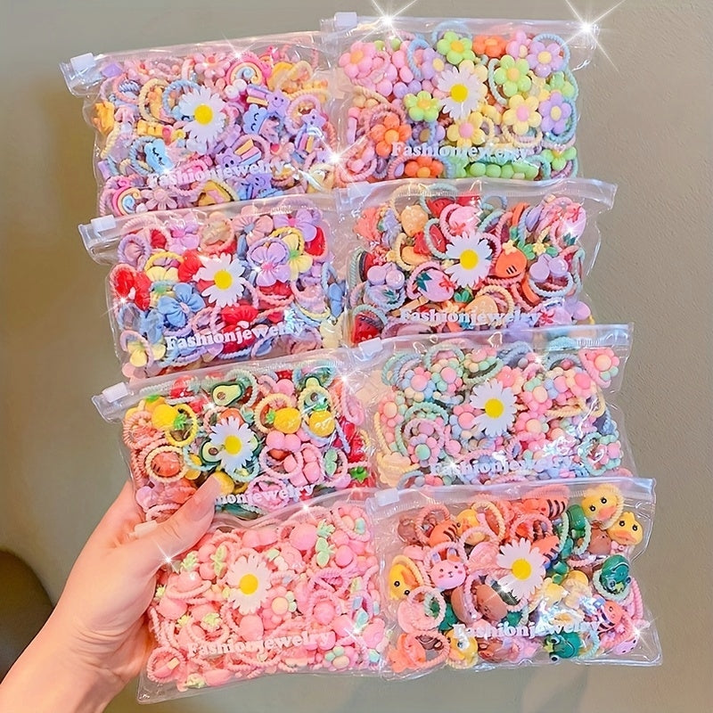 40pcs Cute Hair Ring Set - Women's and Girls' Colorful Elastic Hair Bands, Suitable for Ponytails and Braids