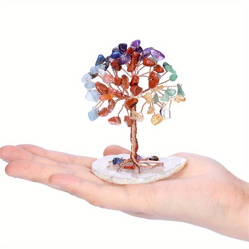 Natural Amethyst Crystal Tree Ornament - 1pc Quartz Decoration Home Decor Festival Gift (Random Base)