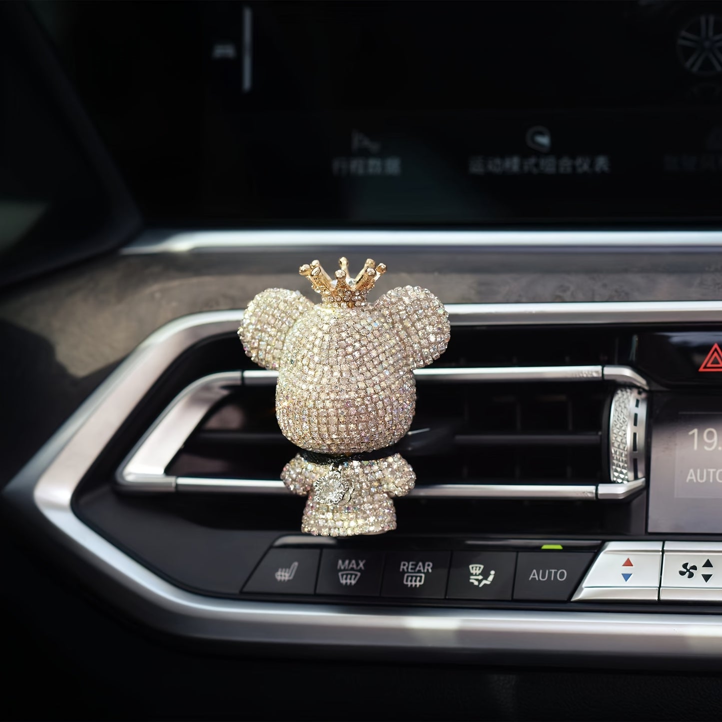 Glamorous Crowned Bear Car Air Freshener - Sparkling Charm for Your Vehicle's Interior