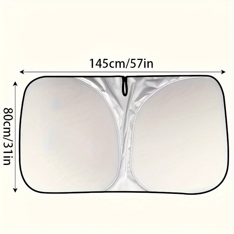 1 Set, Thickened Sunshade, Front Windshield Sunshade, Sunscreen And Heat Insulation Opaque, Foldable Sun Visor, Titanium Silvery Heat Insulation Cooling Baffle, Thermal Anti-ultraviolet Heat Release, Summer Sunscreen, Suitable For Sedan And SUV Models