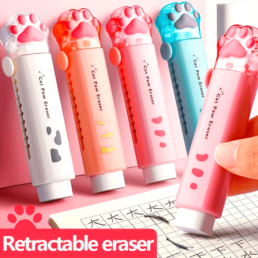 Adorable Cat Paw Retractable Eraser - Conveniently Clean and Traceless, Perfect for Office and School Supplies - Pack of 1