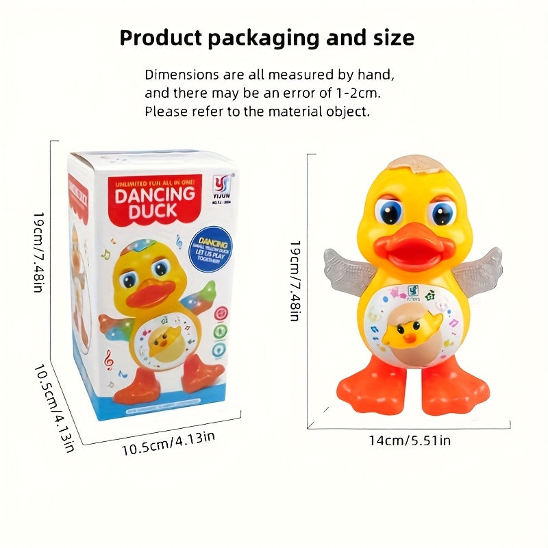 Interactive Dancing Duck Toy with Music, Dynamic Lights, And Eye-Blinking Effects, Educational Cartoon Animal Toy, Durable Plastic Construction, with Battery Not Included, for Toddlers 0-3 Years, Ideal for Halloween And Christmas Gifts