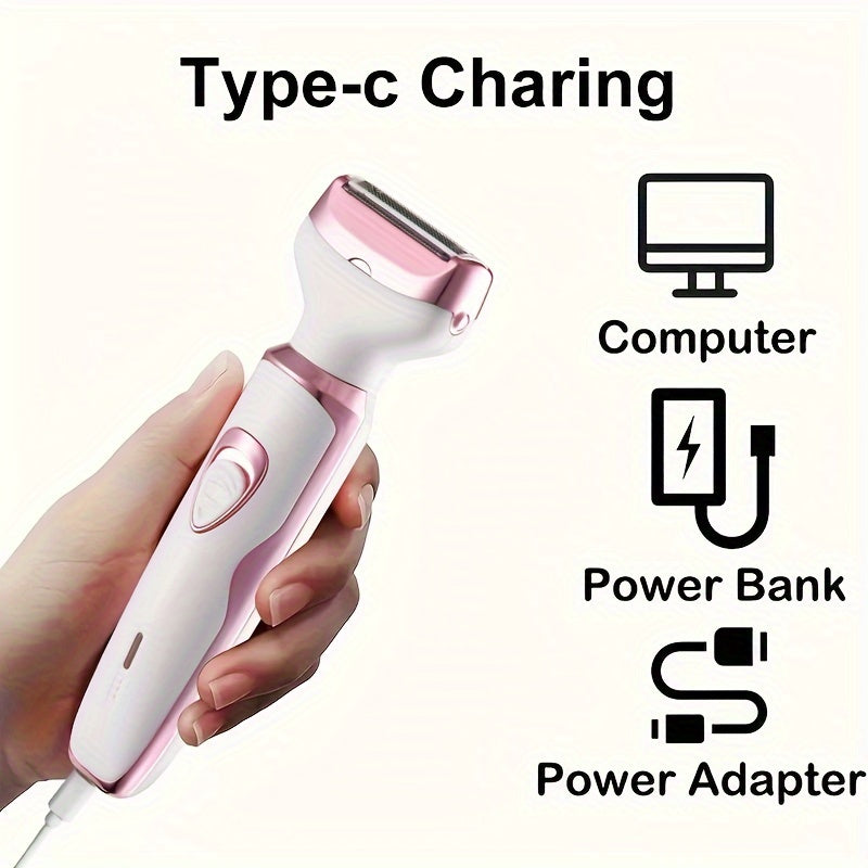 Electric Razor for Women, 4-in-1 Rechargeable grooming kit, Lady Electric Shaver for Face, Nose, Legs And Underarm, Bikini Trimmer for Women Painless, Hair Razor Rechargeable & Portable