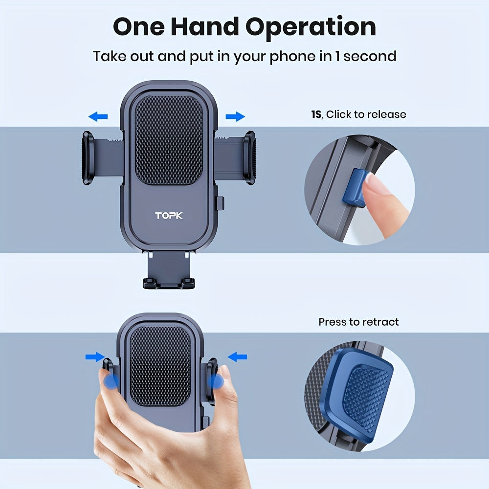 TOPK Car Phone Holder Mount, Car Mount with Hook Clip for Car Air Vent 360° Rotation Phone Mount Compatible with iPhone Samsung Android Cell Phone