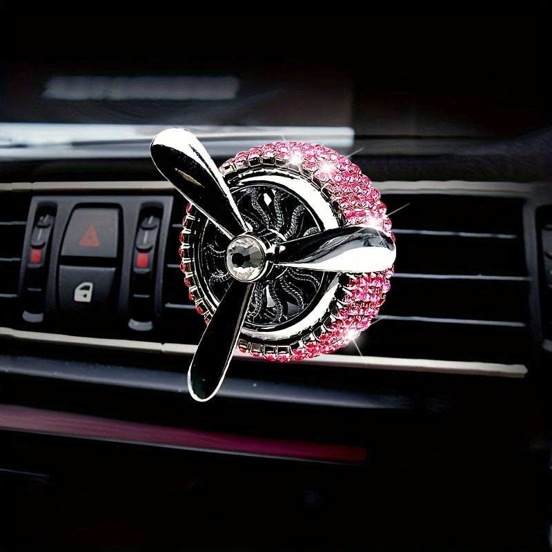 Car Air Vent Solid Perfume, Vehicle Air Freshener, Air Conditioning Fragrance Tablets, Air Force Propeller Perfume, Solid Fragrance Tablets, Rotating Fan Car Interior Decoration, Handmade Rhinestone Fragrance Tablets, Automotive Air Freshener, Interesting