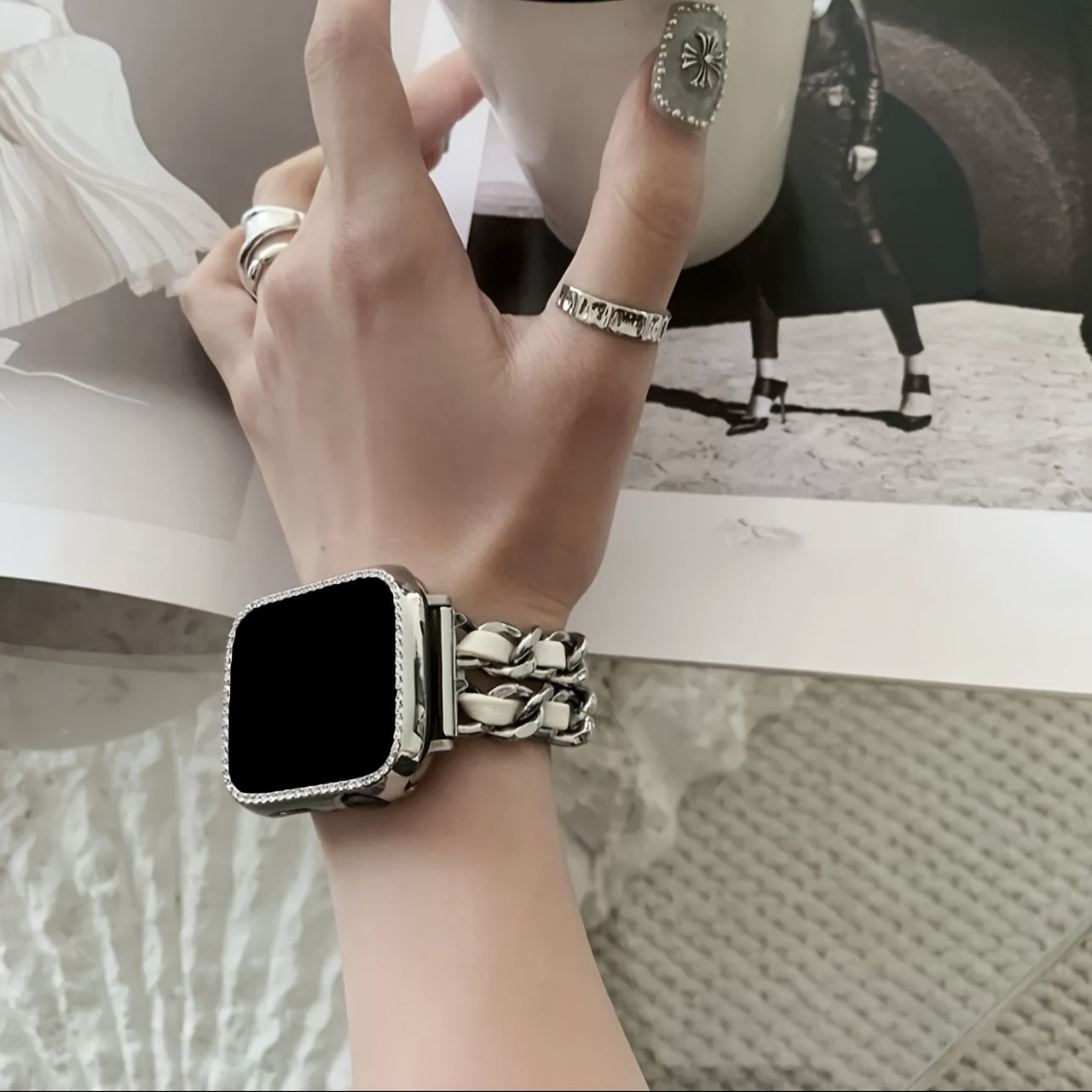 BIIFAKOO new small fragrance style metal stitched ten generations available compatible 38mm 40mm 41mm 42mm 44mm 45mm 46mm 49mm suitable for Ultra Series 10 9 8 7 7 SE 6 5 4 3 5 4 4 3 2 1