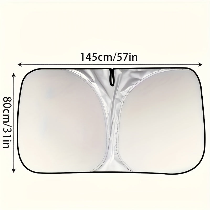 1 Set, Thickened Sunshade, Front Windshield Sunshade, Sunscreen And Heat Insulation Opaque, Foldable Sun Visor, Titanium Silvery Heat Insulation Cooling Baffle, Thermal Anti-ultraviolet Heat Release, Summer Sunscreen, Suitable For Sedan And SUV Models