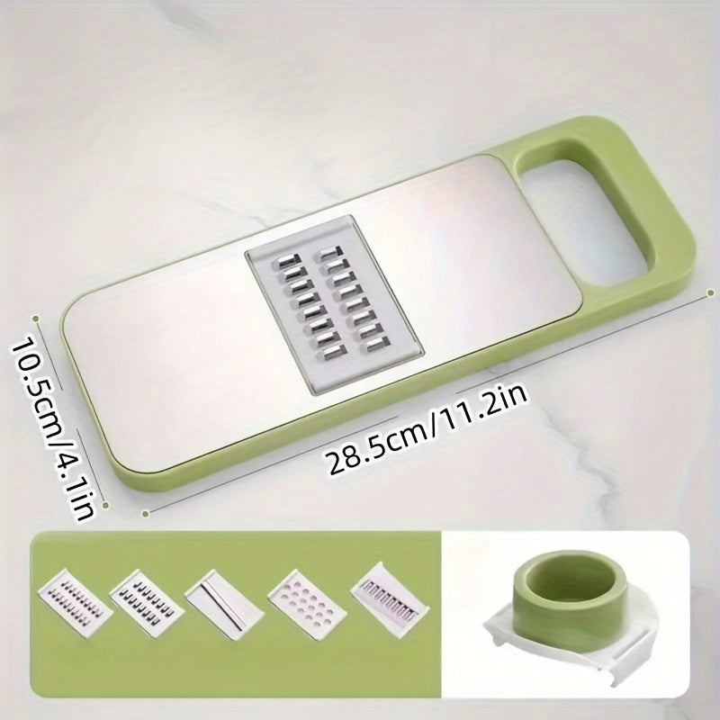 7pcs Stainless Steel Multifunctional Vegetable Slicer and Grater Set, Interchangeable Blades, Manual Kitchen Gadget Tool Kit for Potatoes, Carrots, Cucumbers
