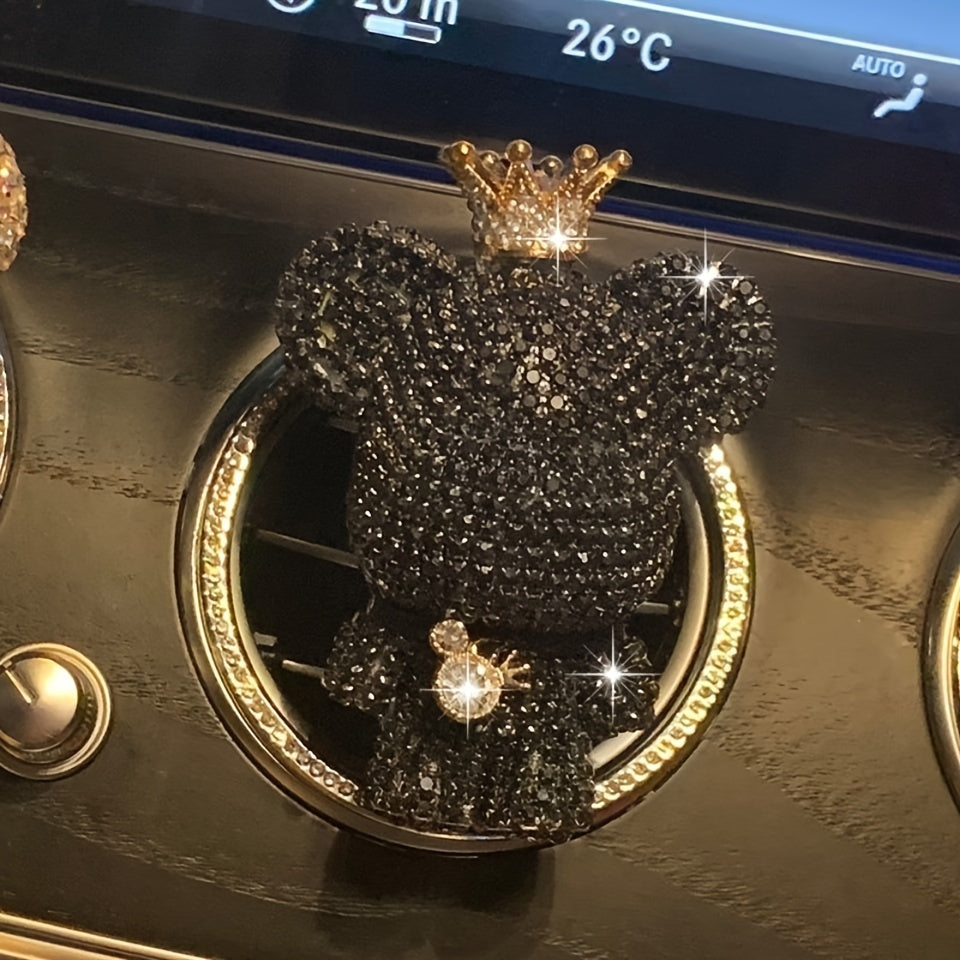 Glamorous Crowned Bear Car Air Freshener - Sparkling Charm for Your Vehicle's Interior