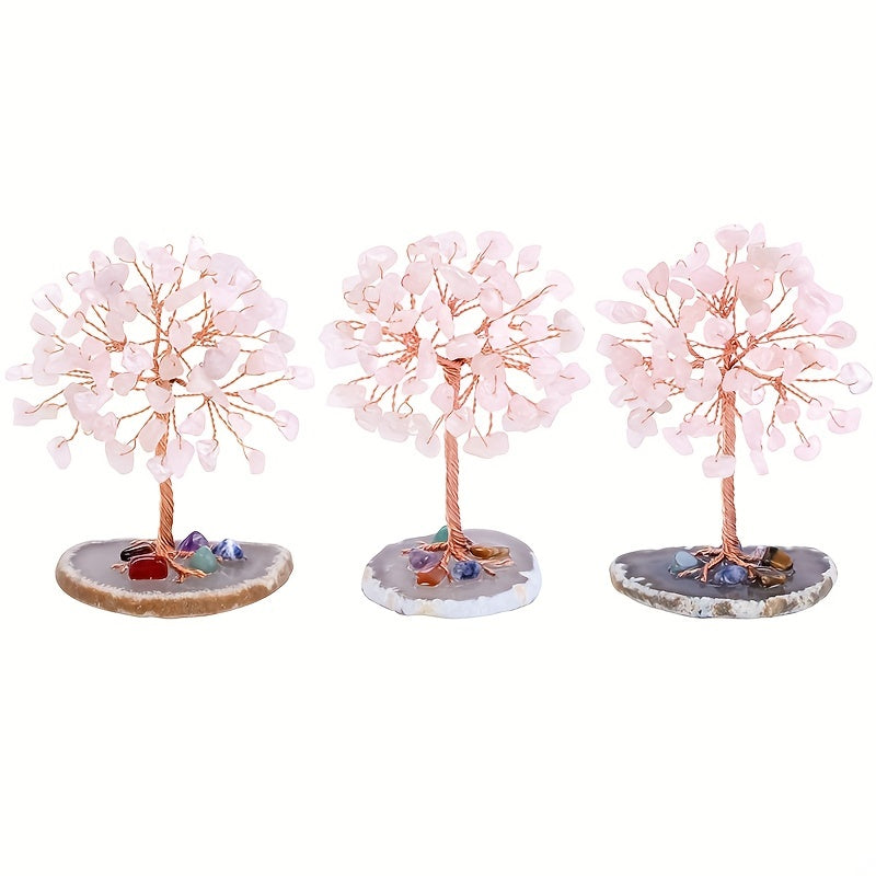 Natural Amethyst Crystal Tree Ornament - 1pc Quartz Decoration Home Decor Festival Gift (Random Base)