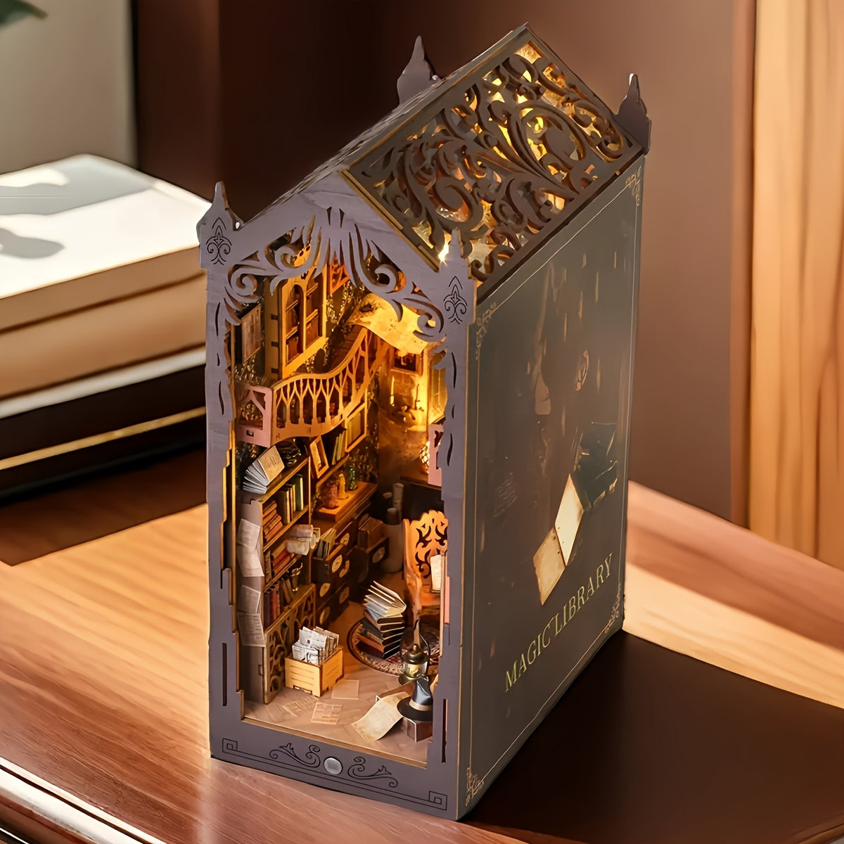 Magic Book House Mini Dollhouse Kit Shelf Assembly Model Micro DIY Toy Wooden Crafts Suitable for Teenage Boys Men and Adults Christmas Birthday Gifts