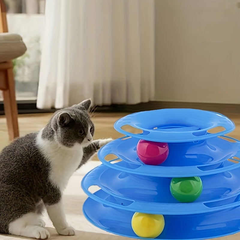 Interactive 3-Tier Rotating Cat Toy Ball - Durable Plastic, No Batteries Needed, Ideal for Large Breeds, Engaging Pet Play, Kitten Teasing Play Toy|Interactive Play|Durable Plastic Ball