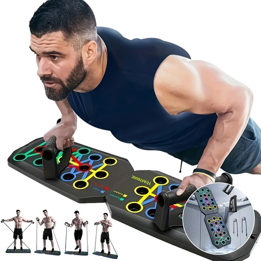 Durable ABS Multifunctional 1pc 30-Hole Push-Up Board - Core & Ab Workouts, Colorful Design, Black