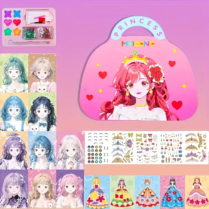 DIY Princess Makeup Bag Set - Handmade Makeup Dress Up, Diamond Stickers, Suitable for Girls | Perfect for New Year, Easter, Christmas, Mother'S Day, New Year