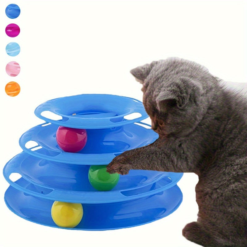 Interactive 3-Tier Rotating Cat Toy Ball - Durable Plastic, No Batteries Needed, Ideal for Large Breeds, Engaging Pet Play, Kitten Teasing Play Toy|Interactive Play|Durable Plastic Ball