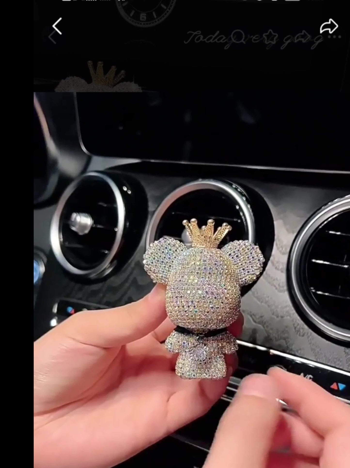 Glamorous Crowned Bear Car Air Freshener - Sparkling Charm for Your Vehicle's Interior