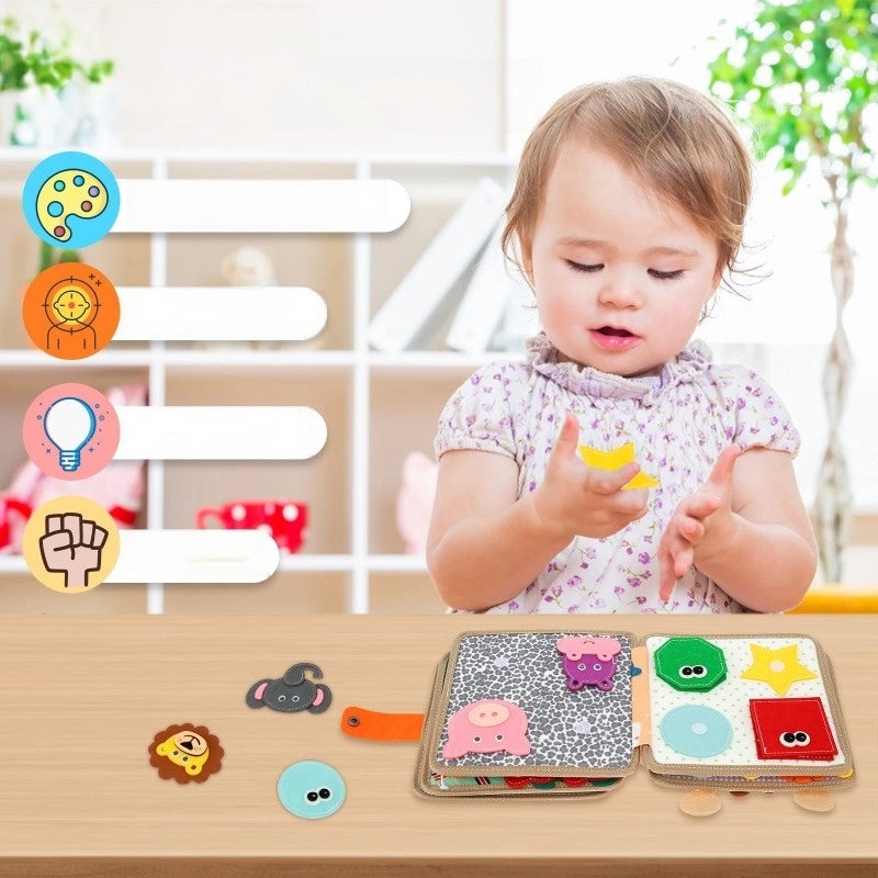 Kids Felt Quiet Books - 3D Sensory Activity Toy with Animal, Nature & Transportation Themes, Interactive Buttons & Zippers, Soft Felt Material for Fine Motor Skills & Cognitive Development, Portable Baby Learning Toy for Toddlers & Infants, Portable Story