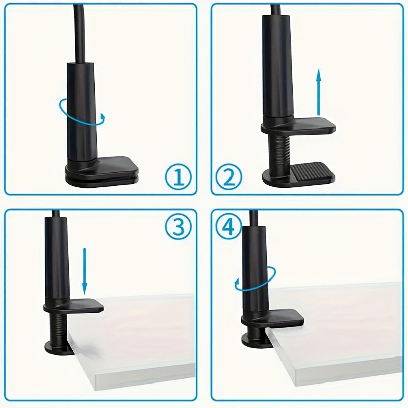 Adjustable Bedside Phone & Tablet Holder - 360° Rotating, Secure Clamp, Flexible Gooseneck Arm, Wall-Mountable, ABS Material, 1pc
