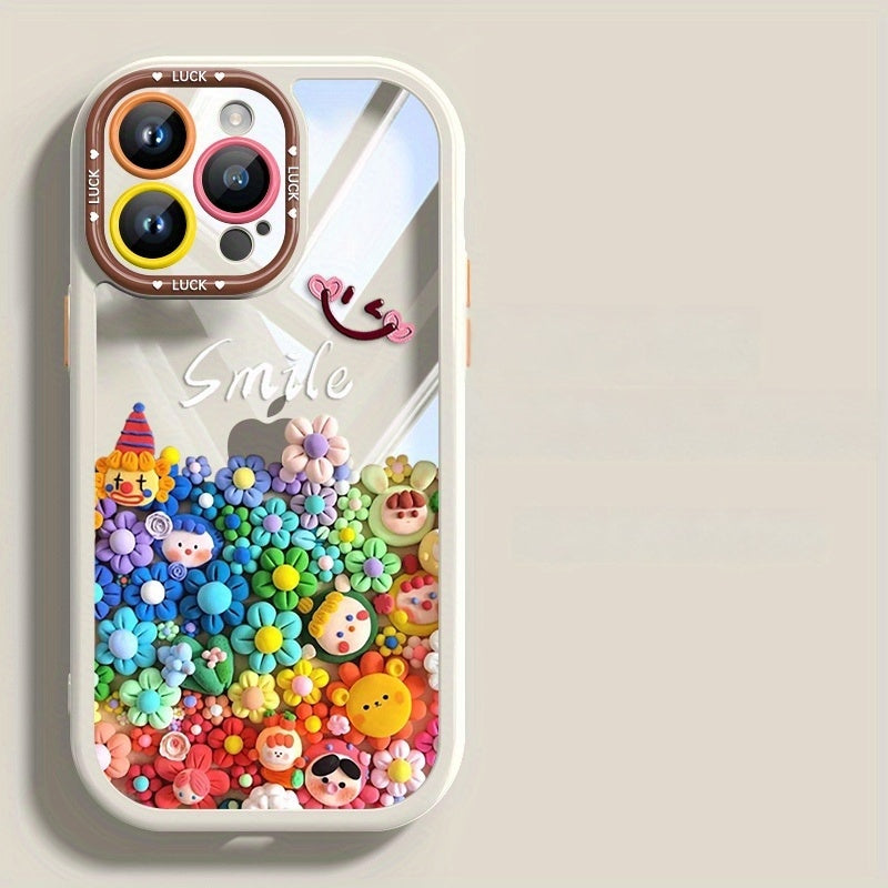 Creative Cute Cartoon Clown Doll Simple Couple with The Same Light Naked Mobile Phone Case, for Iphone 16 Pro Max Mobile Phone Case High-End Quality Mobile Phone Case 15Pro/14Pro/13 Pro/12Pro for Men And Women, Anti-Drop Case Anti- Scratch Phone Case