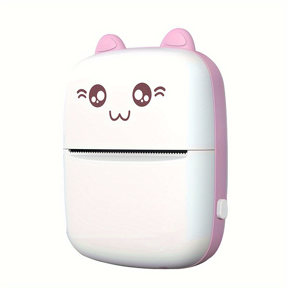 Compact Portable Wireless Mini Thermal Printer with Cute Cat Design, 200Dpi, USB Rechargeable, Photo & Label Printing, Includes USB Cable & Inkless Kit, Ideal for Travel & Home Use, Photo Printing | Wireless Connectivity | USB Rechargeable Printer