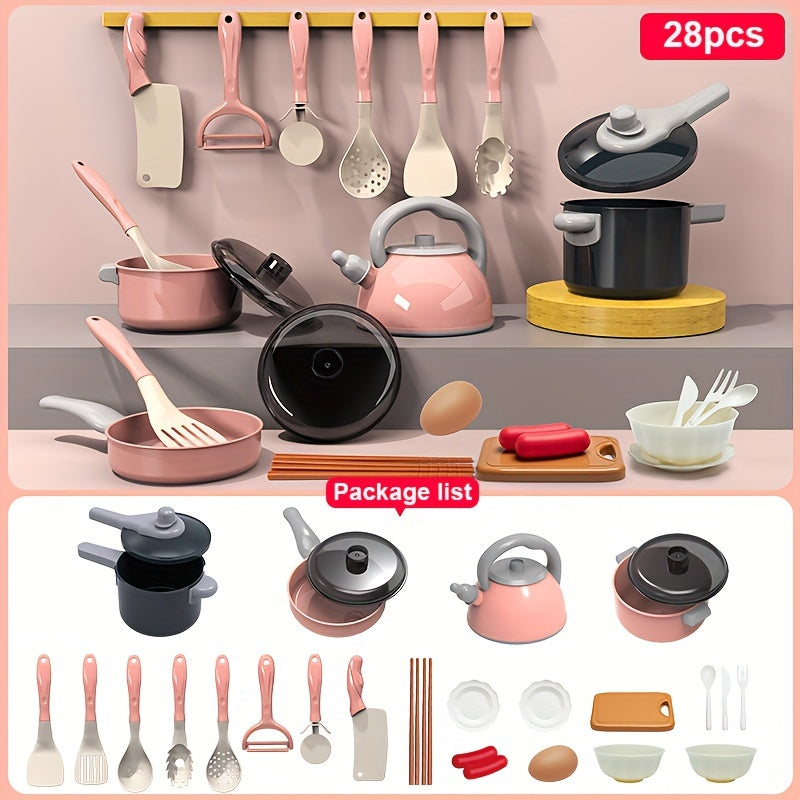 Play House Simulation Mini Kitchen Set, 61pcs/28pcs Youngsters's Simulation Mini Kitchenware Set Pressure Cooker Induction Cooker Cutting Fruit Kitchen Cooking Set Interactive Game Toy