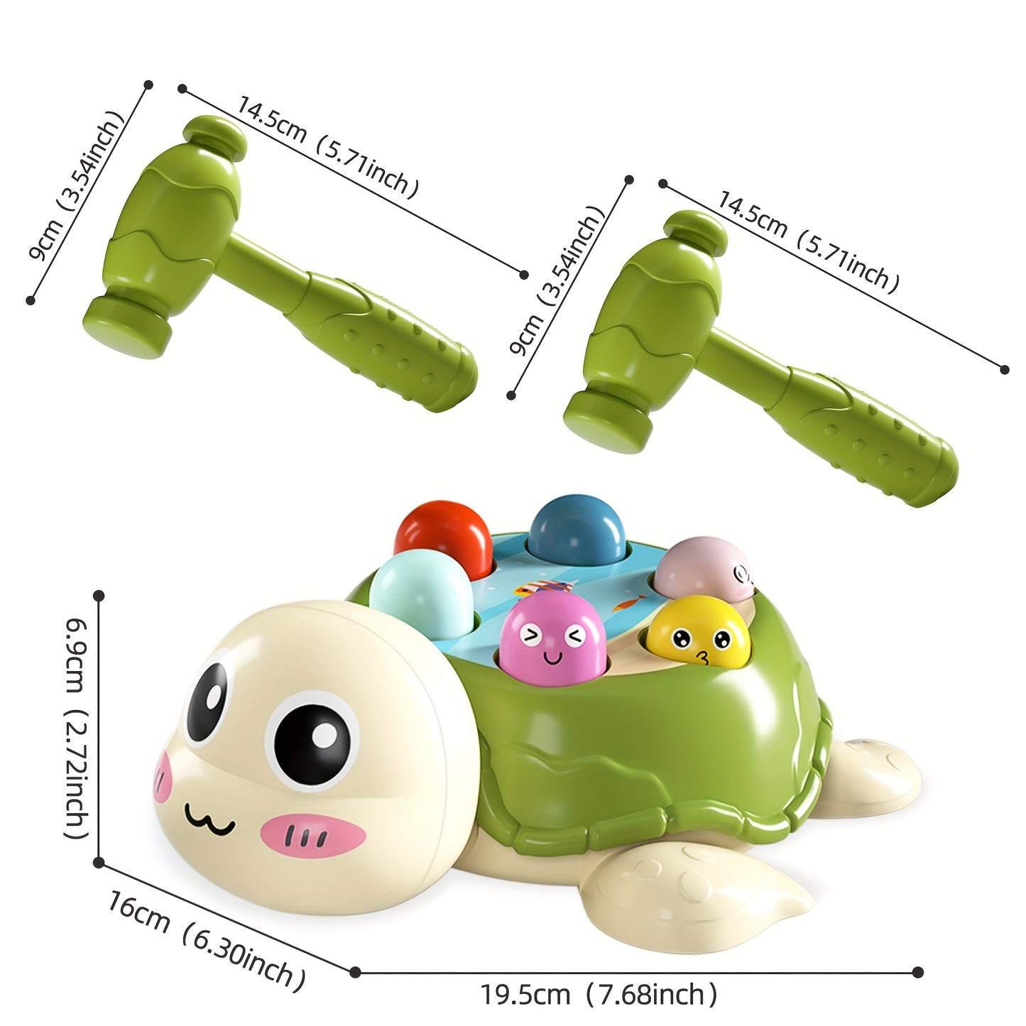 Interactive Turtle Hammering Game - Educational Desktop Toy for Hand-Eye Coordination, Multiplayer with 2 Hammers, Ideal Gift for Youngsters on Easter, Christmas, Halloween, Thanksgiving