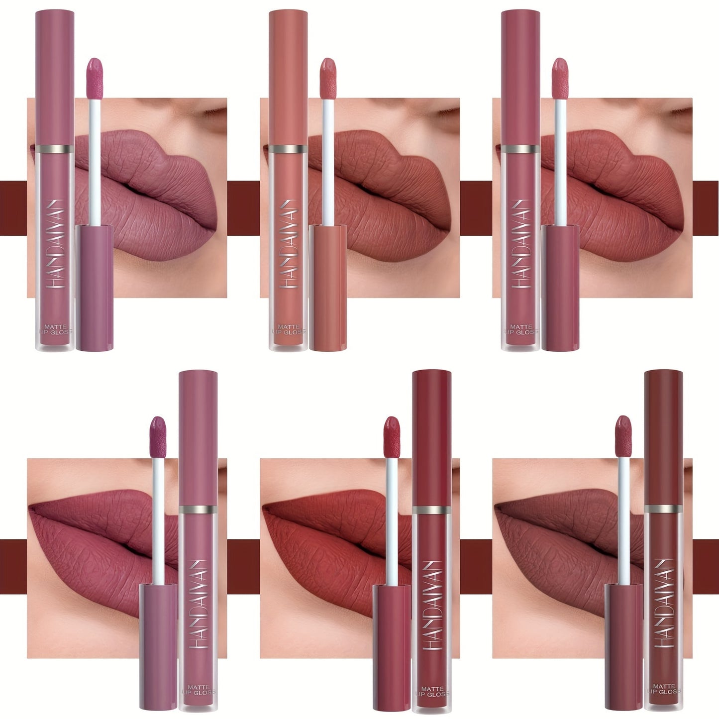 6 Pcs Matte Liquid Lipstick Makeup Set, Matte Liquid Long-Lasting Wear Non-Stick Cup Not Fade Waterproof Lip Gloss