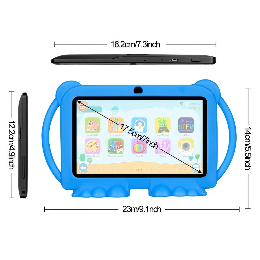 7 inch Tablet for Kids, 32GB ROM 2GB RAM Android Tablet with 2.4G WiFi, GMS, Eye Protection Screen, Parental Control, Education APP, Dual Camera, Shockproof Case, Games, Ramadan gifts for kids.