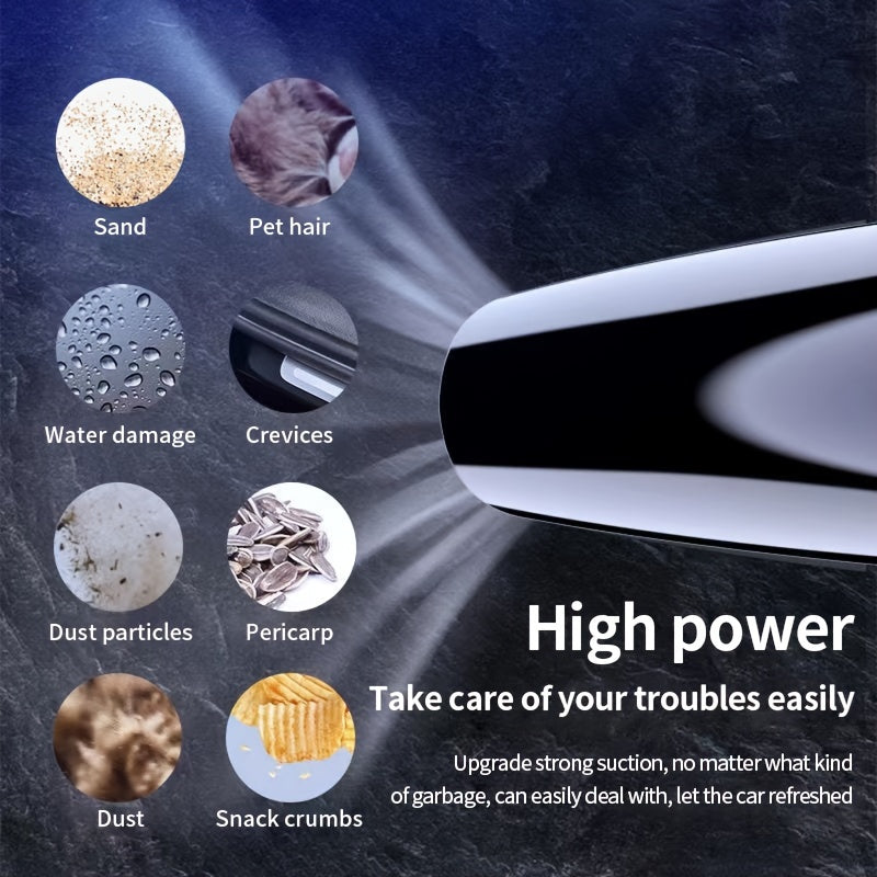 Powerful Car Vacuum Cleaner with Strong Suction, 12V Handheld for Pet Hair Removal, Green & Black Design, Flat Nozzle, Crevice Tool Included, Ideal for Cars and Small Spaces, Auto Interior Cleaning | Sturdy Construction, Vacuum Cleaner Car