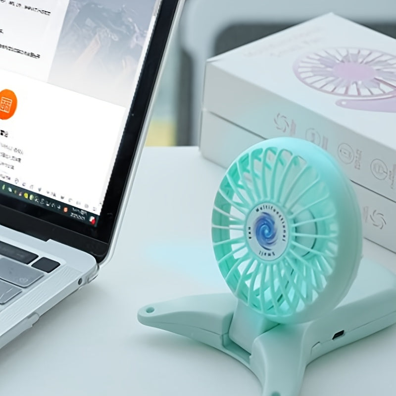 Portable USB Rechargeable Mini Fan - Compact Handheld Neck Fan with 1200mAh Battery, 3 Speed Settings, Foldable Design for Travel & Students, Lightweight Fan for Purse or Bag