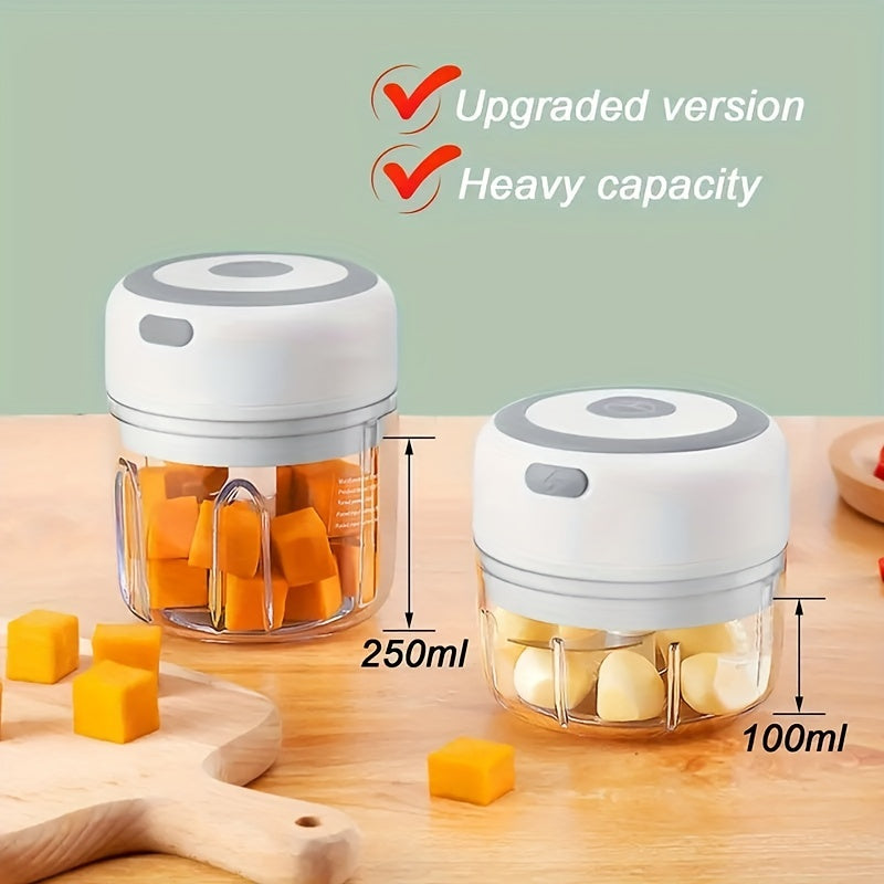USB Rechargeable 250ml Cordless Electric Blender - 30W High-Powered Multifunctional Food Processor, Quickly Blends/Chops Meat/Garlic/Vegetables/Baby Food, Food-Grade Cup, Child Lock Safety, Ideal for Kitchen & Camping