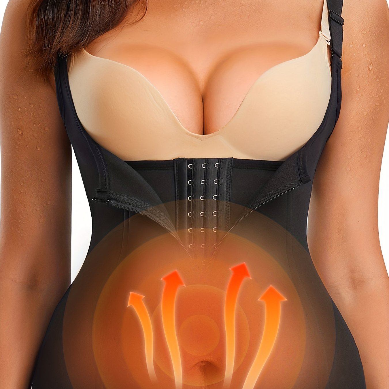 Women's 2-in-1 Zippered Waist Trainer and Body Shaper - Neoprene Tummy Control Corset with Adjustable Straps for Workouts, Slimming Support, and Posture Alignment, Weight Loss Aid | Sporty Design | Polyester Fiber Construction, Gym Accessories