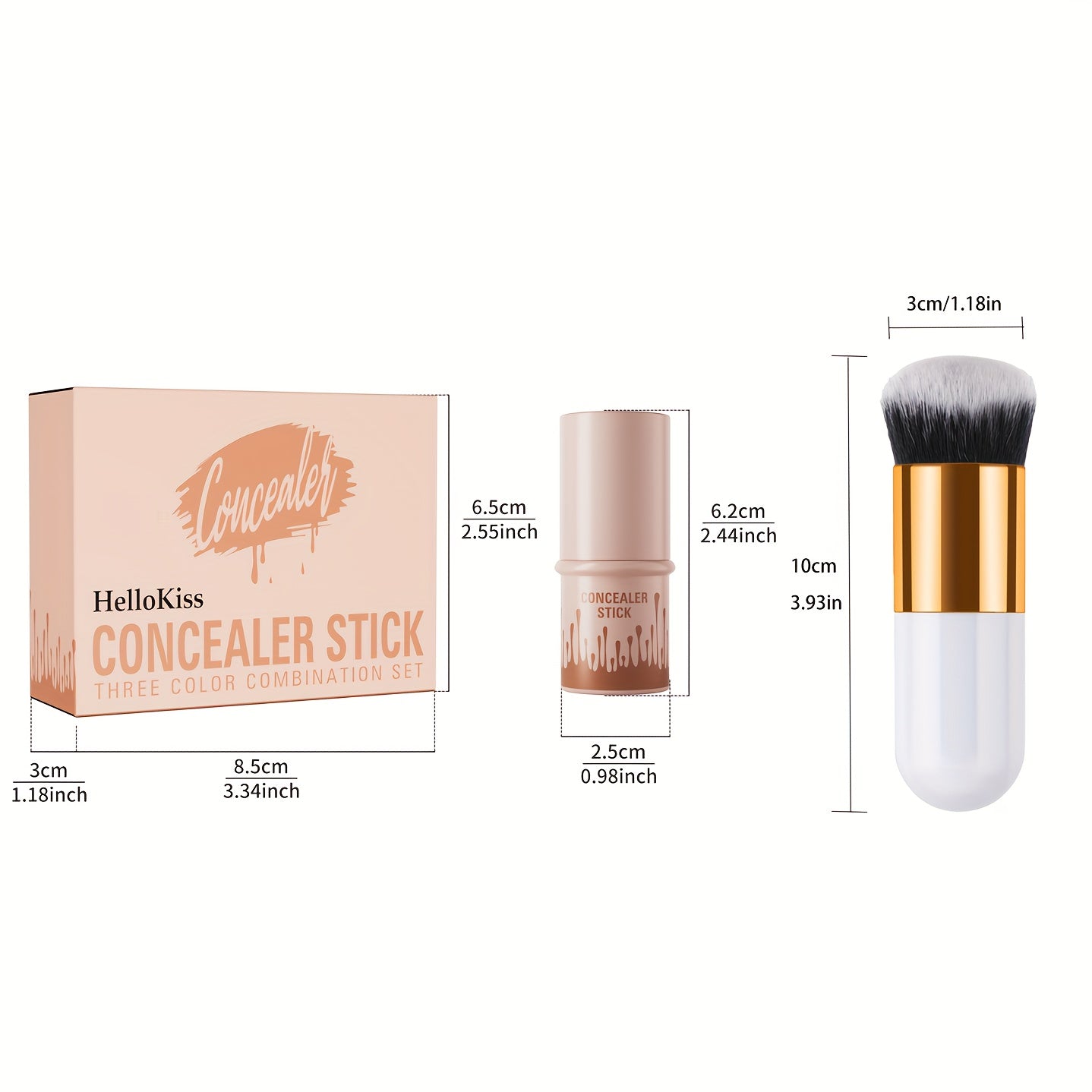 Contour Stick, Blush Stick, Highlighter Stick, Bronzer Stick, 3pcs Cream Contour Kit with Brush for a Flawless Look, Contour Stick Makeup Non-Greasy Waterproof, Long-lasting Fair-Medium Suitable gift giving for Halloween, Thanksgiving, and Christmas