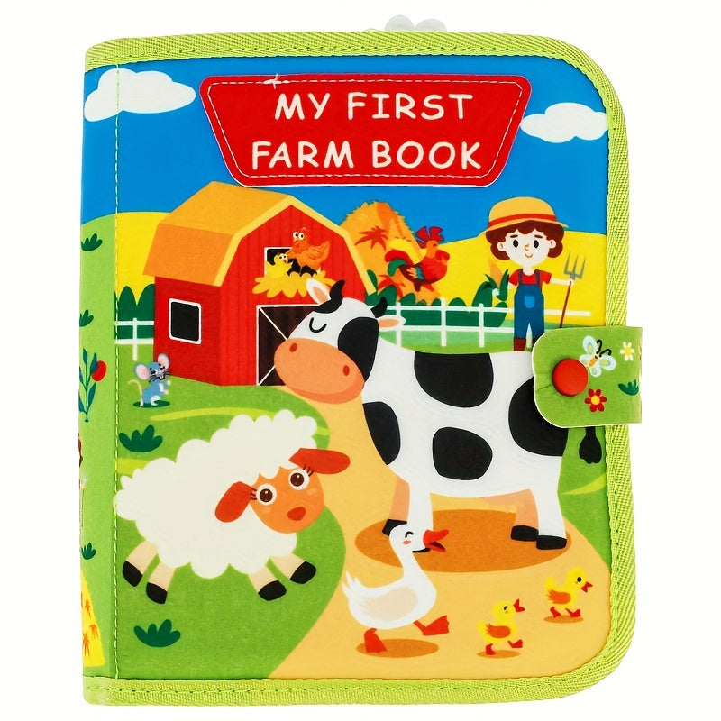 Kids Felt Quiet Books - 3D Sensory Activity Toy with Animal, Nature & Transportation Themes, Interactive Buttons & Zippers, Soft Felt Material for Fine Motor Skills & Cognitive Development, Portable Baby Learning Toy for Toddlers & Infants, Portable Story
