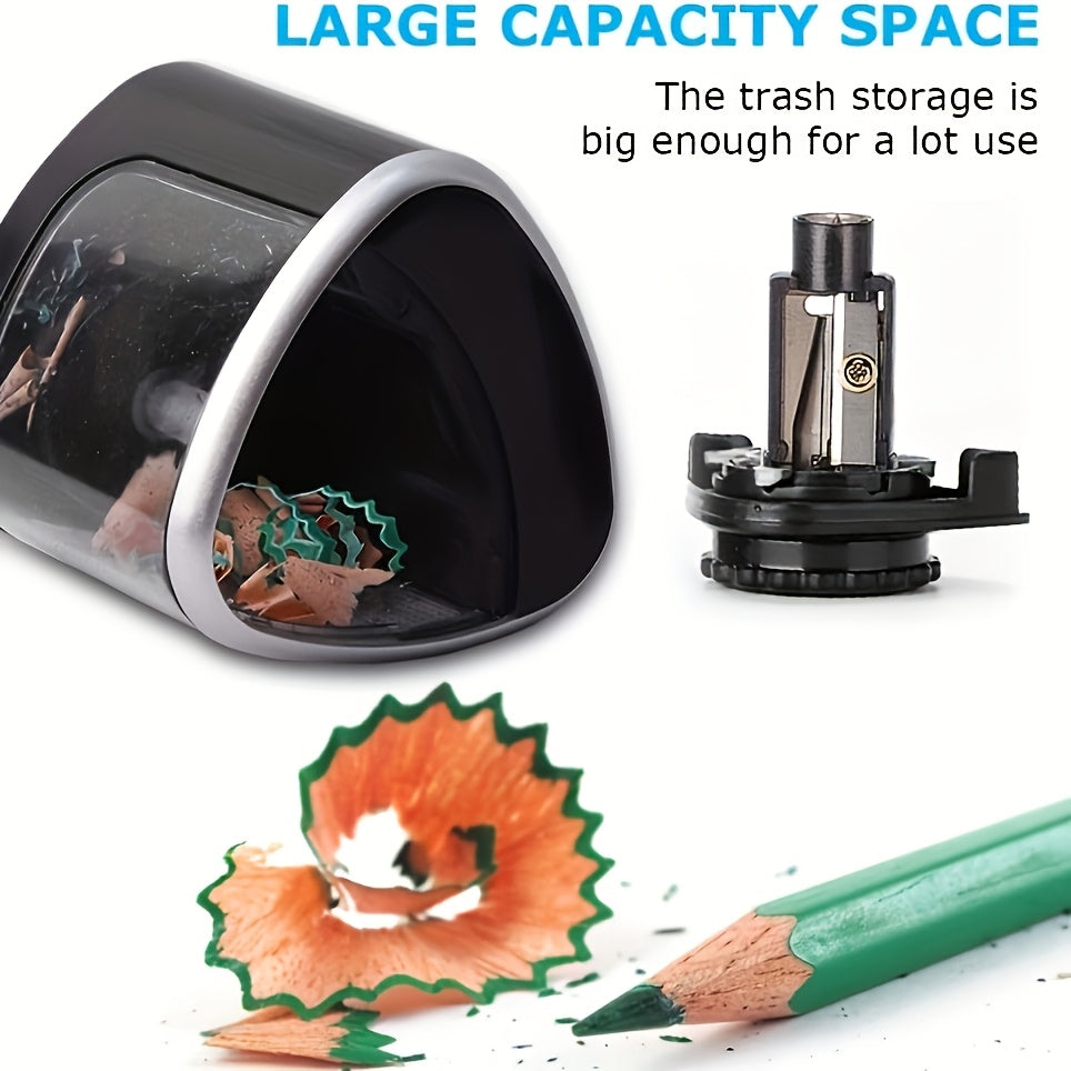 1pc automatic electric pencil sharpener, sharpens quickly within seconds, stops automatically and prevents lead breakage, durable, black, office desk stationery tool