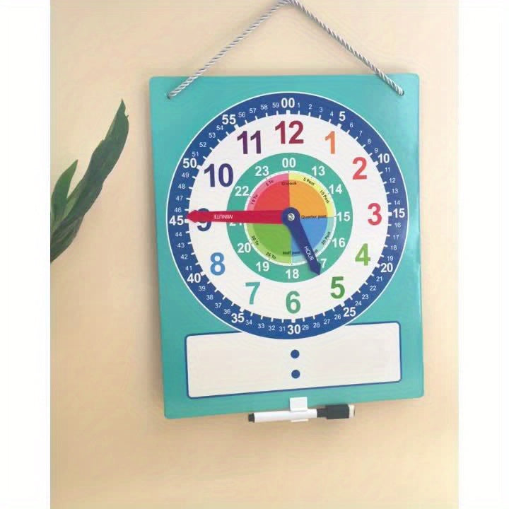 Not Real Clock Dry Erase Teaching Demonstration Clock, Telling Time Teaching Clock for Kids Learning to Tell Time, Easy to Read Learning Clock Educational Toys for Classrooms & Homeschool Supplies