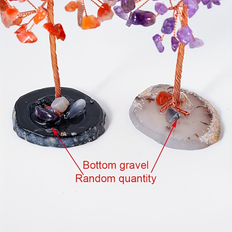 Natural Amethyst Crystal Tree Ornament - 1pc Quartz Decoration Home Decor Festival Gift (Random Base)