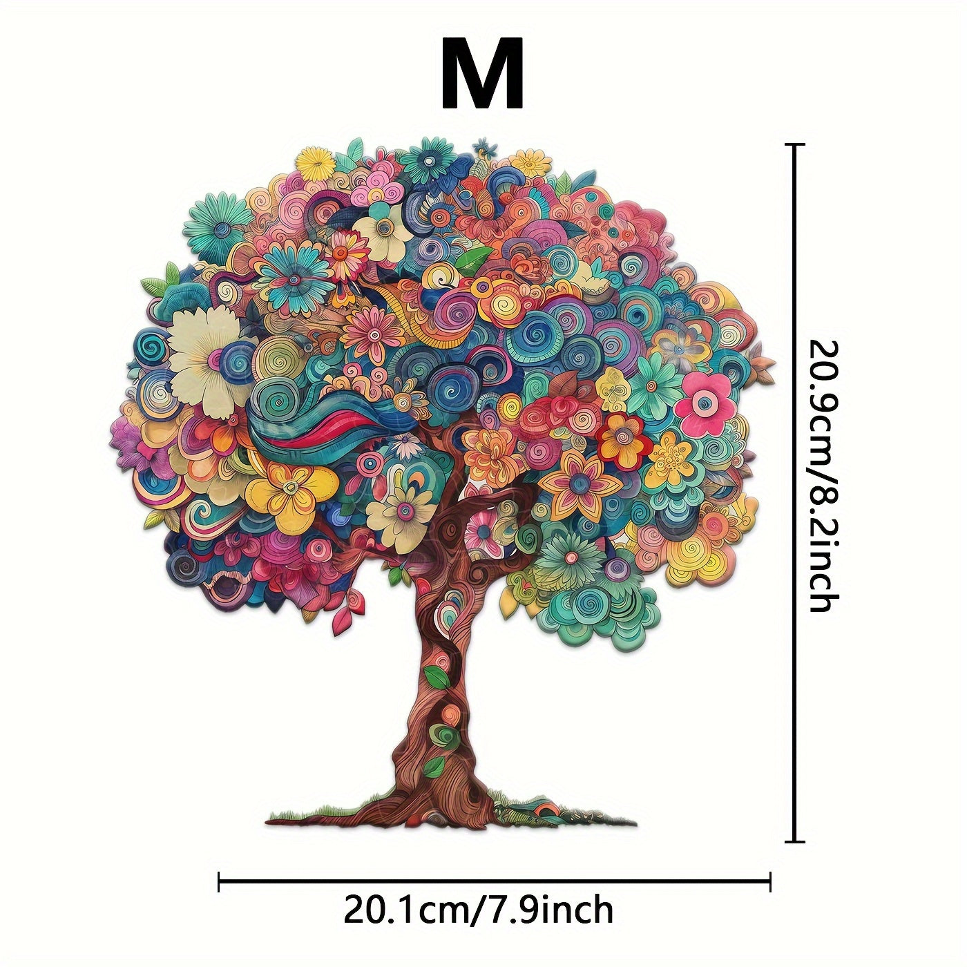 Wooden Jigsaw Puzzle for Adults - Floral Tree of Life with Irregular Animal-Shaped Pieces, Vibrant Artwork, Challenging Brain Teaser & Unique Gift for Focus & Creativity, Decorative Art Painting, Creative Focus Exercise | Intricate Craftsmanship, Wooden P