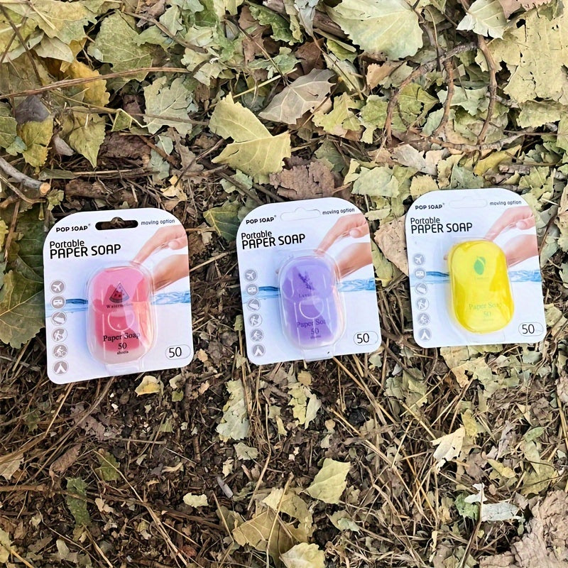 50pcs Quick-Dissolving Portable Paper Soap - Hygienic Solution for Outdoor Adventures, Camping, & Hiking - Sanitary Personal Cleaning - Travel-Friendly, Disposable