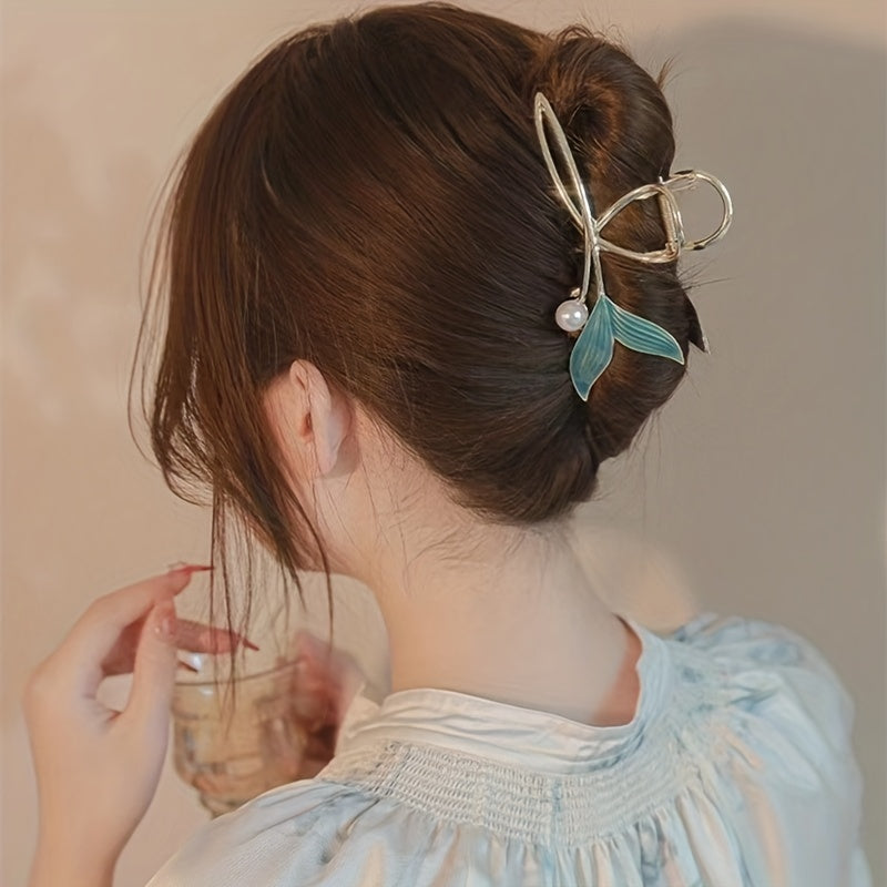 Sweet Elegant Whale Tail Claw Clips - Hair Accessories for Women & Girls, Ideal Gift Choice