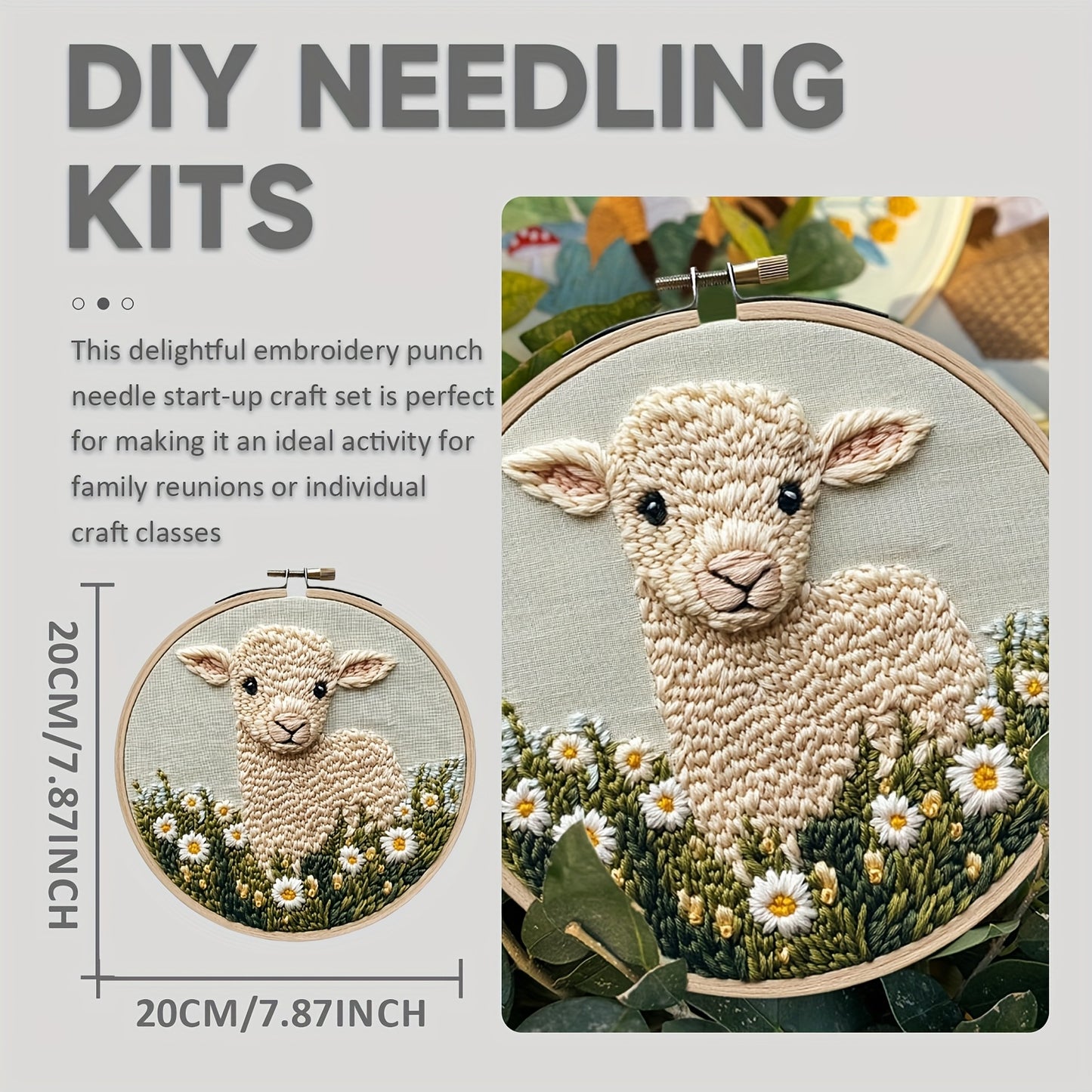 1pc Punch Needle Kit - Adult's Punch Stitching Set, Adorable Cartoon Animal with Daisy Flowers, DIY Needle Punch Kits for Art Crafts, Suitable for Handmade and Decoration, An Ideal Holiday Gift
