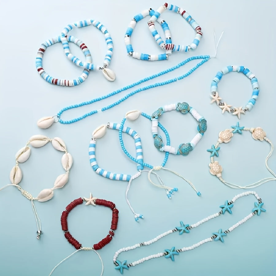 3200pcs Ocean Vacation Jewelry Making Kit with Sea Turtles, Shells, Starfish Charms - Includes Natural Stones & Polymer Clay Beads for DIY Friendship Bracelets, Necklaces - Elegant Beach-Themed Craft Set for Girls & Adults, Craft Kit|Creative Hobbies|Natu