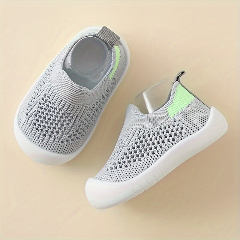 Breathable Mesh Slip-On Sneakers for Toddlers - Lightweight Non-Slip Soft Sole, Checkered Pattern & Pillar Accents, Durable EVA Construction - Boys & Girls Casual Shoes for Summer & Autumn, Breathable Toddler Sneakers | Checkered Toddler Sneakers | Soft S