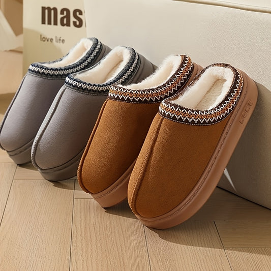 Cozy Plush Slip-On Slippers for Men and Women - Soft, Warm Fabric with Non-Slip TPR Sole, Elegant Style, Perfect for Indoor Use, Formal Shoes