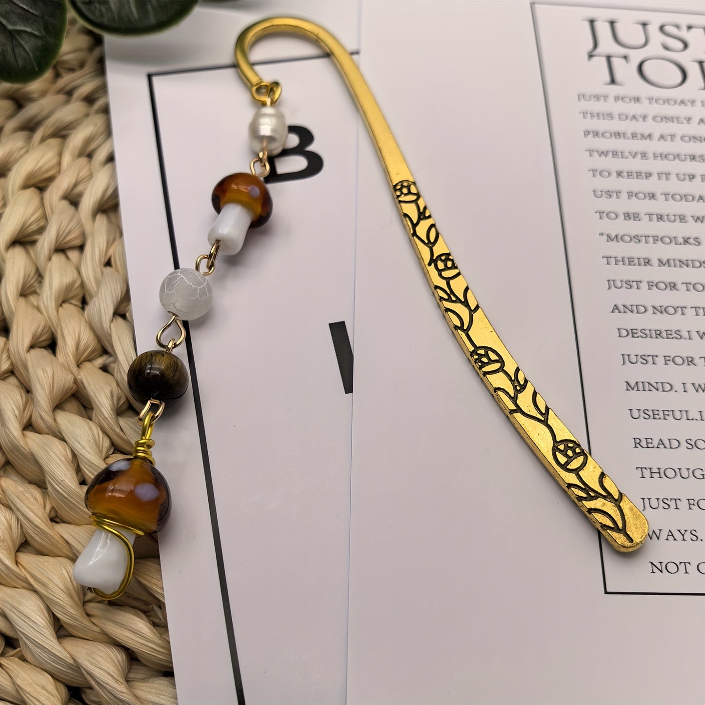 Handcrafted Natural Stone Bookmarks Set - Vintage Mushroom, Sun, Evil Eye Designs | Perfect Gift for Book Lovers & Friends