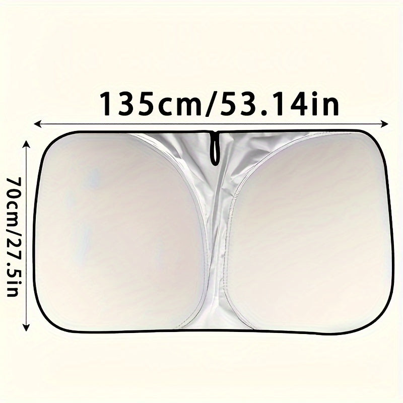 1 Set, Thickened Sunshade, Front Windshield Sunshade, Sunscreen And Heat Insulation Opaque, Foldable Sun Visor, Titanium Silvery Heat Insulation Cooling Baffle, Thermal Anti-ultraviolet Heat Release, Summer Sunscreen, Suitable For Sedan And SUV Models