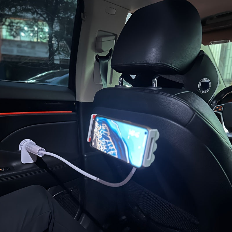 Adjustable Bedside Phone & Tablet Holder - 360° Rotating, Secure Clamp, Flexible Gooseneck Arm, Wall-Mountable, ABS Material, 1pc