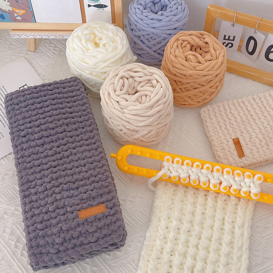 5pcs Ultra-Soft Chunky Chenille Yarn - Perfect for DIY Knitting & Crochet Projects, Scarves, Hats, Blankets | Available in Multiple Colors